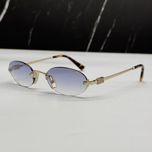NEW MIU MIU MUA54S ZVN80O SUNGLASSES GOLD OVAL WOMEN SUNGLASSES MU A54S, SMU A54 main image 10